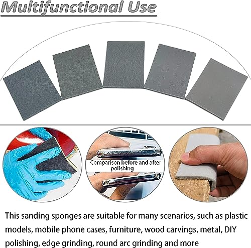 Tonmp 20 PCS 3 x 4 Inch 400 Grit Sanding Sponge Set, Ultra Fine Sanding Sponges Pads, Soft Foam Hand Sander Block Wet Dry Sandpaper for Model Drywall Metal Wood Furniture Polishing (400 Grit) - style: 400 Grit