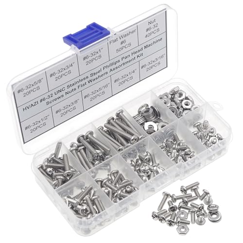 #6-32 UNC 304 Stainless Steel Phillips Pan Head Screw Nut Washer Kit - size: #6-32UNC