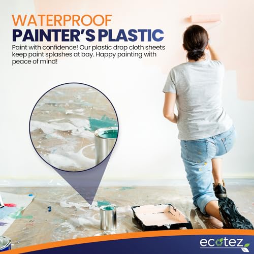 12 Pack 12 x 9 ft Extra Large Plastic Drop Cloth for Painting - size: 12 Pack-Standard