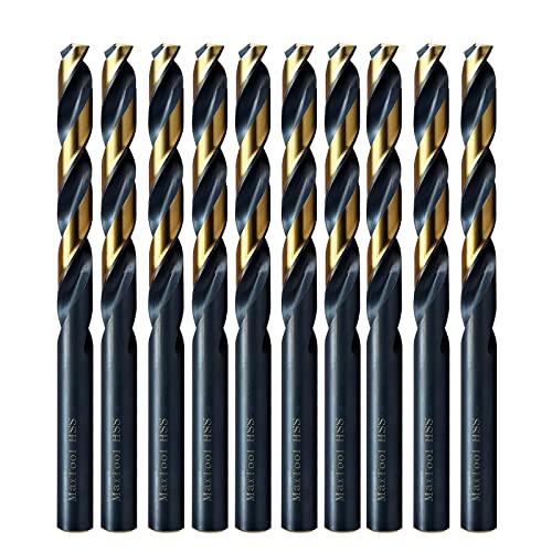 MAXTOOL Letter G 0.261" 10PCs Identical Jobber Length Drill Bits HSS M2 Twist Drill Bits Fully Ground Black & Bronze Straight Shank; JBL02H10RG10