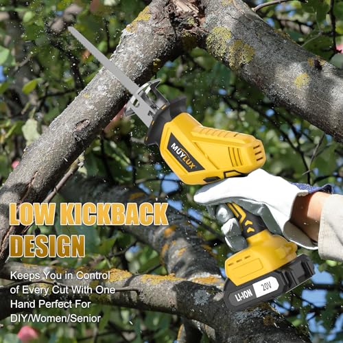 Cordless Reciprocating Saw, Electric Saw with Battery and Charger, 20V Battery Power Saws, 0-3500 SPM Variable Speed, Tool-Free Change, 4 PCS Blades for Wood PVC Metal Pipe Tree Cutting, 2 Batteries - style: 2 Batteries