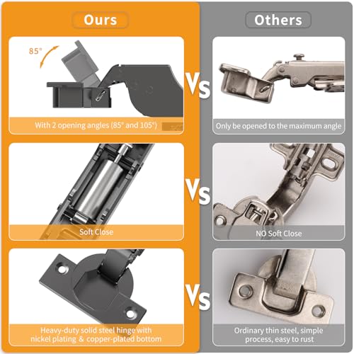 Chibery 10 PCS Inset Soft Close Hinges, Clip ON Plate, 105 Degree, Silent Hydraulic, Self Closing, Black Frameless European Concealed Hinge for Kitchen Cabinet Door, Wardrobes, and Bookcases - color: Inset, size: 10 Pack