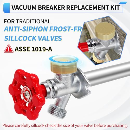 Boltigen Outdoor Faucet Repair Kit, ASSE 1019-A Vacuum Breaker Outside Faucet Repair Kit, Hose Bib Spigot Repair Kit for Anti-Siphon Frost-Free Sillcock Valves, Vacuum Breaker Replacement Kit - color: Yellow