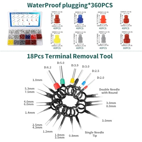 812Pcs Pin Connector Kit with Crimping Pliers - Terminal Pin 1/1.5/1.8/2/2.2/2.3/2.8/3.5mm Non-Insulated Plug Removal Male & Female Wire Pins - Automotive Car Electrical (813-Crimping Pliers) - size: 813-Crimping Pliers