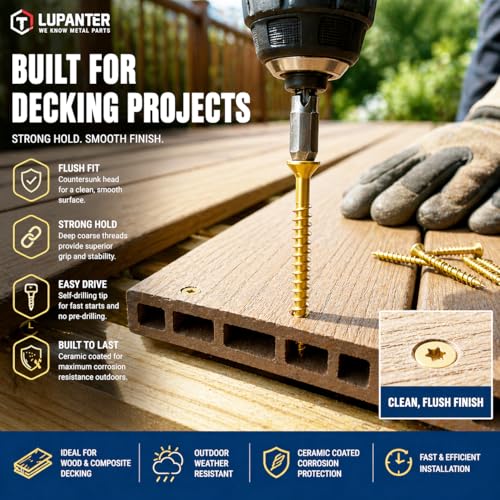 Deck Screws Assortment Kit, #10 x 3'', 3-1/2'', 2'', 4'', #8 x 1'', 1-1/4'', 1-1/2'', 2'', Multi-Size Fasteners Set for Decking and Outdoor Wood Projects, 490 Pack
