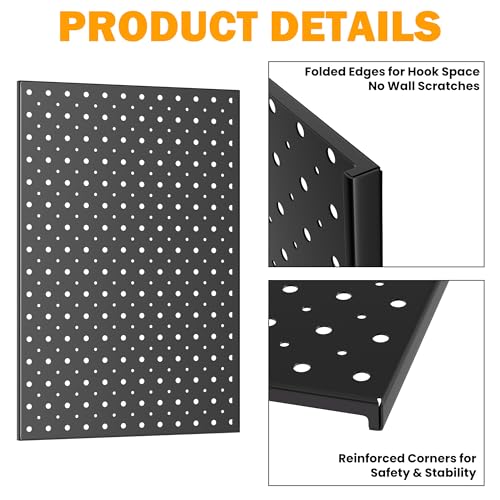 Pegboard Smith Metal Pegboard Panels, 16" x 12" Heavy-Duty Wall Peg Boards for Garage Tool Storage, Pegboard Organizer System (Pack of 3, Black) - color: Black