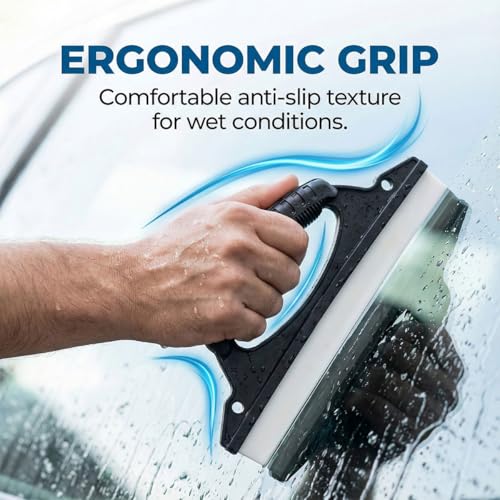 Car Squeegee, 12 Inch Automotive Windshield Squeegee with Handle, Non-Streak Water Scraper for Drying, Flexible Rubber Water Blade for Mirror, Tile, Wall, Paint (1PC) - size: 1PC