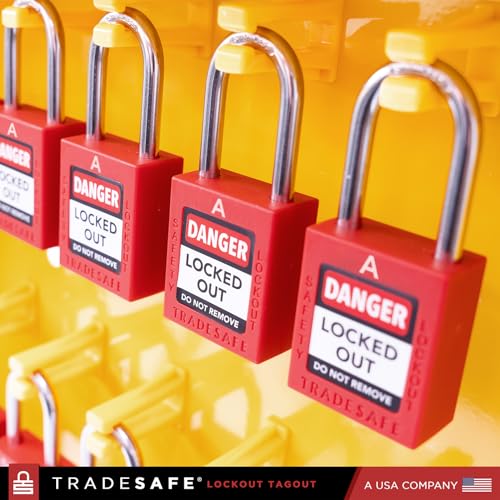 TRADESAFE Lockout Tagout Station with 20 Loto Locks Keyed Alike Unlimited, 6 Lockout Hasps, 60 Lock Out Tags, Lock Out Tag Out Kit Station, Lock Out Kit Cabinet 22-1/2 x 18 x 3 inches - style: Stocked | Keyed Alike Unlimited