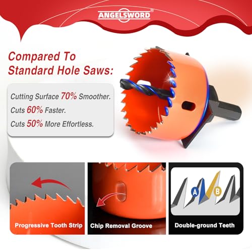 ANGELSWORD Hole Saw Set 22 PCS Double-Ground Teeth Hole Saw Kit, Hole Saw Drill Bit Kit, 3/4"-6" (19-152mm) 13 PCS Saw Blades, for Drywall, Soft Wood, Plywood, Plastic, PVC