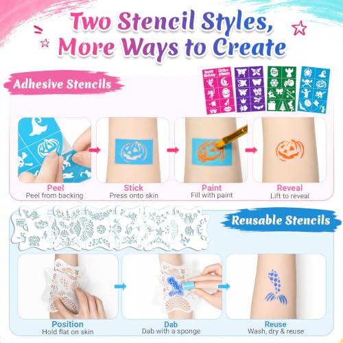 42-Color Face Paint Kit with Split Cake, Glitter & UV Face Paint
