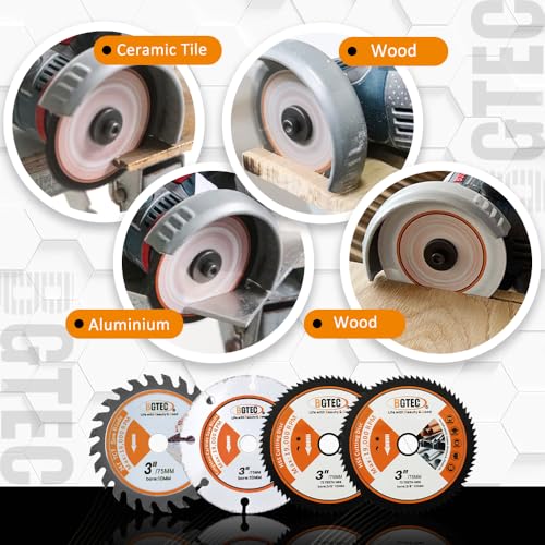 BGTEC 3 Cut Off Wheels 3/8 Arbor 4 Pieces, Wood and Metal Saw Blades - style: TCT+Wood+Metal