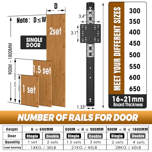 Pocket Door Slides,Cabinet Pocket Door Slide,for Cabinet Door(2PCS,24in) - size: 24 Inch, style: 2PCS