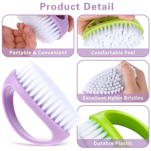 Amaxiu Hand Nail Brushes, 2pcs Grip Clean Heavy Duty Nail Brushes for Cleaning Fingernails Nylon Firm Stiff Bristles Deep Clean Scrubber for Mechanics Gardeners Hand Under Nails Toes(Green, Purple) | Nylon Firm Stiff Bristles Deep Clean Scrubber for Mecha