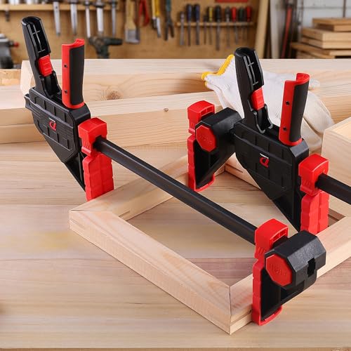 600lbs Clamping Force Bar Clamps for Woodworking, 12 Inch Wood Clamp × 2pcs, Four Times Clamping Force of Standard Products, One Hand Heavy Duty Bar Clamps, Quick Grip Clamps for Carpentry - size: 12 NINCH