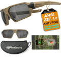 HTS HUNTERSKY Ballistic Tactical ANSI Z87.1+ Impact Protection Anti Fog Shooting Glasses Military Grade Airsoft Range - color: Khaki Gray