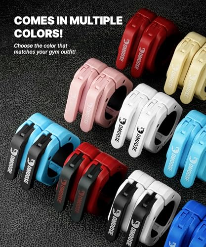 DMoose Fitness Barbell Clips 2 Inch (Pair) - Quick Release Olympic Barbell Clamps & Collars with Anti Slip TPR Grip for Secure Weightlifting and Powerlifting - Weight Clips for Bars at Home or Gym - color: Black, style: Non Magnetic