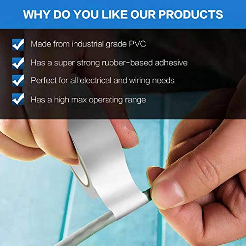 Wapodeai 3PCS White Electrical Tape, 0.62 in X 49 ft - style: 3PCS White