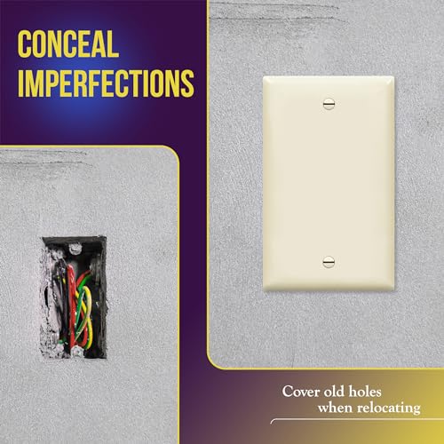 ENERLITES Blank Device Wall Plate, Gloss Finish, Standard Size 1-Gang 4.50" x 2.76", Polycarbonate Thermoplastic, 8801-LA-10PCS, Light Almond (10 Pack) - color: Light Almond, size: Standard Size