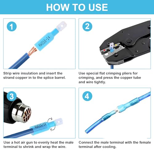 Tnisesm 120PCSHeat Shrink Connectors,Waterproof Crimp Terminals Auto&Marine - color: 120PCS