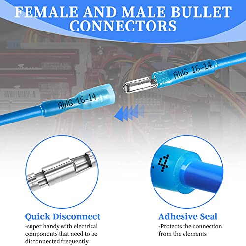 Qibaok 320PCS Heat Shrink Bullet Connectors Kit Female & Male Bullet Butt Terminals Insulated Waterproof Electrical Marine Crimp Automotive Connectors