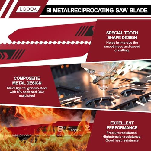 12-Piece Bi-Metal Reciprocating Saw Blade Set，Premium 6 & 8 & 9 Inch Wood & Metal Cutting Saw Blades withstorage Box，Long-Lasting Pruning Blades - size: 12-piece set
