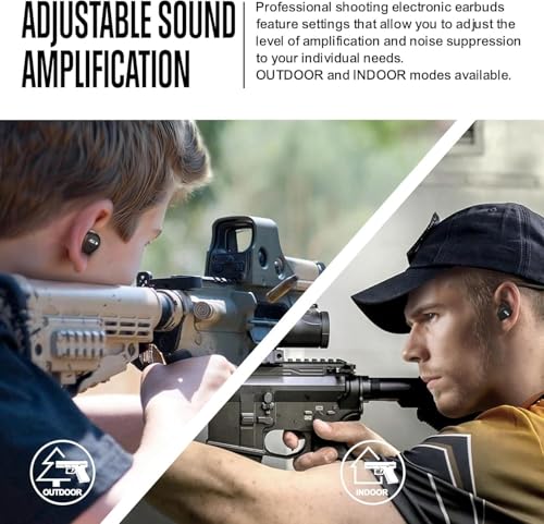 Bluetooth Shooting Ear Protection Noise Reduction, Bt Graphite | Bluetooth Electronic Shooting Earbuds Hearing Protection, Sound Amplification, 3 Sound Modes for Gun Range, Outdoor Use - color: Bt Graphite