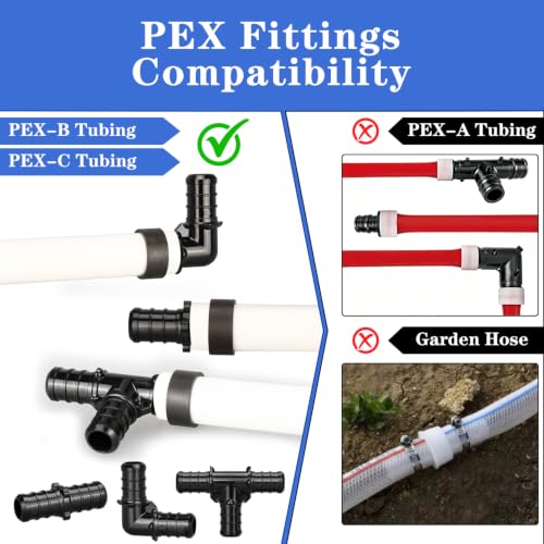 30pcs 1/2" Poly PPSU Barb Crimp PEX Fitting Combo, No Lead - size: 1/2" Combo, 30pcs