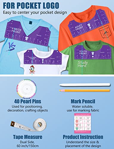 Vowlove T-Shirt Alignment Ruler for Shirt Design Placement and Heat Press - color: 02 Purple