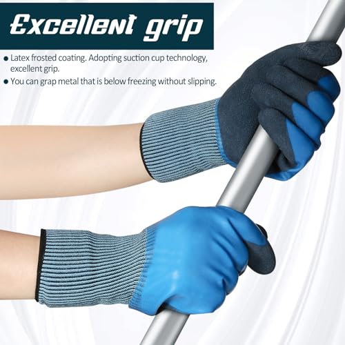 Mimorou 12 Pairs Waterproof Work Gloves Double Coated Rubber - size: Medium