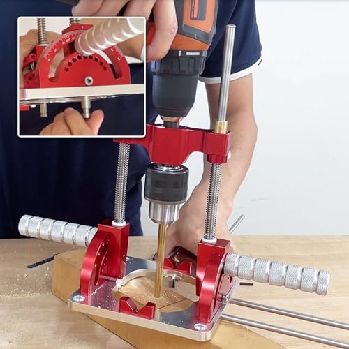 JOJOCY Multi-Angle Drill Guide, 0° to 60° Angle Adjustable Drill Guide Portable High Precision Electric & Hand Drill Guide for 1/16" - 1/2" Drills Self-Centering for Woodworking, Metalwork