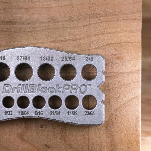 Milescraft 1307 Drill Block PRO – All-Metal Handheld Drilling Guide for Straight Holes. 25 Drill Guides in One! 1/8” to 1/2” in 1/64” Increments. Dual V-Groove Design for Round Stock & Corners