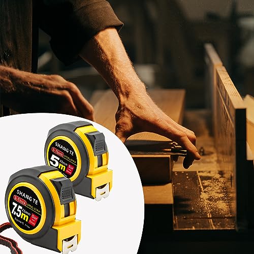 2 Packs Tape Measure 25 ft /16 ft, Steel Measuring Tape Retractable, 25-Foot /16-Foot Basics Self-Locking Measurement Auto Lock Tape Rule Imperial/Metric Tape Measure for Body Measurements - color: 2 Pack, size: 7.6 m