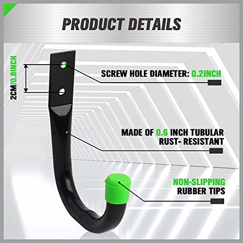 SWANLAKE Heavy Duty Garage Storage Utility Hooks, Utility Hooks for Garage Wall,Color Black (12PCS) - color: 12-Piece Green