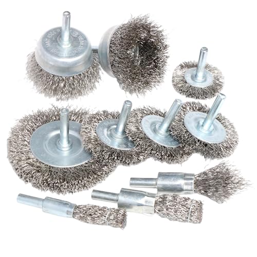 10PCS Stainless Steel Wire Wheel Brush Set,Cup Wire Brush for Drill with 1/4 Inch Shank, Wire Brushes for Cleaning Rust Removal, Corrosion & Scrub Surfaces