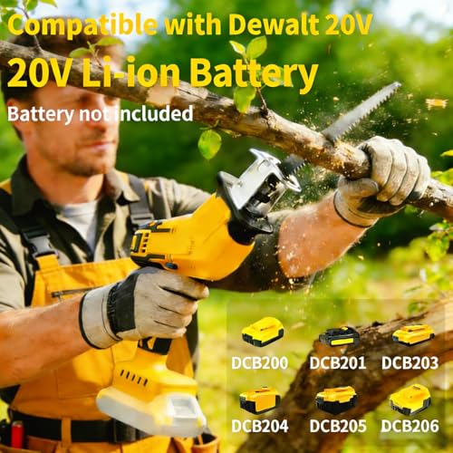 [2026 Upgrade]Cordless Reciprocating Saw Compatible with Dewalt 20V MAX Battery, 0-3500 SPM Variable Speed, Power Recipro Saw Mini Portable with 4 Blades Kit for Wood Metal PVC Cutting (NO Battery)