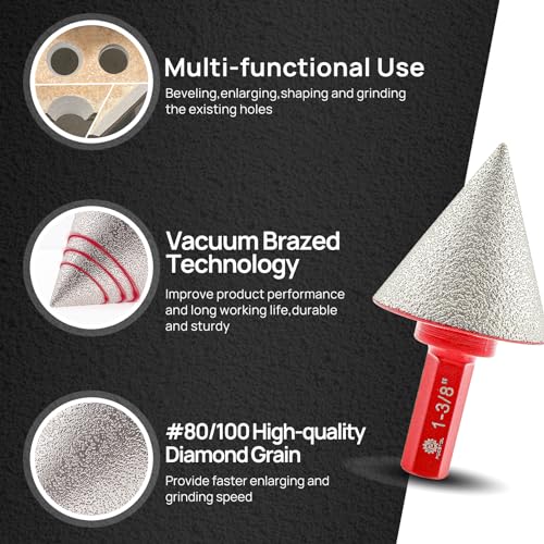 Diamond Core Drill Bits Set - FOCSTOL 10pcs (6/8/10/20/25/28/32/35/50mm+35mm Beveling Chamfer Bit) Hole Saw Kit with Triangle Shank for Porcelain Tile Ceramic Granite Marble - size: KIT8