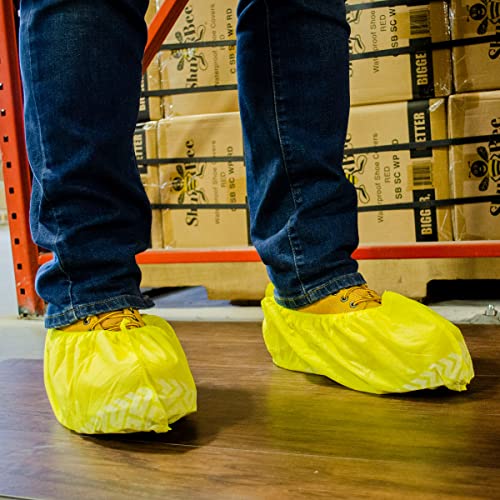 ShuBee Original Disposable, Extra-Large Boot and Shoe Covers, Thicker & Stronger, Durable Protection for Floors - 50 Pairs - color: Yellow