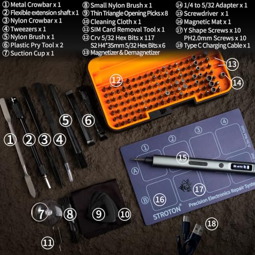 Precision Electric Screwdriver Set, Mini Screwdriver Tool Kit, 168pcs, for Electronics, PC, Laptops, Game consoles, Phones, RC Model, Gadget Repair.