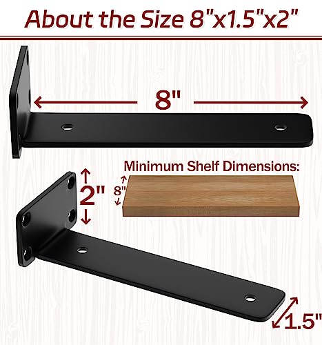 8 Inch Shelf Brackets, 12 Pack Floating Shelf Bracket, 1/5" Thick - size: 8 Inch, style: 12 Pack