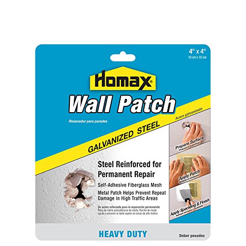 Homax 41072055048 Galvanized Steel Wall Patch, 4"x4", Heavy Duty Patch - size: 4x4 in., style: Heavy Duty Steel