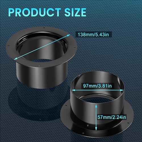 4 Inch Duct Connector, HG Power 100mm Plastic Straight Pipe Flange for 4" Ducting Pipes Hoses Heating Cooling HVAC Ventilation Use, Black - size: 4 Inch