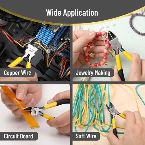 Mr. Pen- 5" Wire Cutters Bulk, 5 Pack, Precision Cutting Pliers - color: Yellow, Spring-loaded, size: 5 inch, 5 Pack