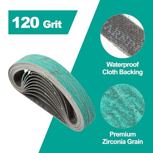 20 Pcs 1/2" x 18" Premium Zirconia Sanding Belts for Belt Sander, 120 Grit - size: 20 pcs - 120 Grit