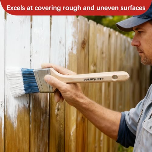 Wesquer Angled Paint Brush 2.5 Inch 2 Pack, Professional Paint Brushes for Walls, Furniture, Cabinets & Edges - No Shedding Synthetic Bristles, Comfort Wood Handle for Oil & Latex Paint