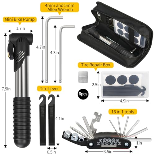 Bike Repair Kit, Bike Bag With Tire Pump, Bike Multitool, Allen Wrenches - size: Bike Tube Bag Set