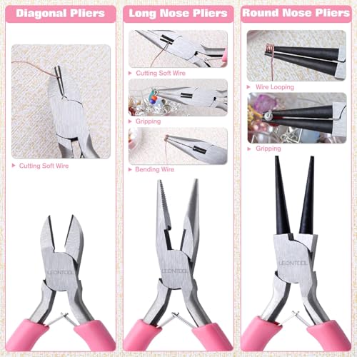 Mini Jewelry Pliers Set 3 Pcs Jewelry Making Tools Pliers Kit - style: Long Nose & Round Nose & Diagonal Pliers