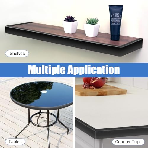 Rubber Edge Trim, Self-Adhesive U Channel Edge Protector for Plywood, Cabinet, 1-1/4" Wood Edge Banding, Flexible Furniture Repair, EPDM Material, Fit 1-1/4"(32mm), Length 20Ft, Black - size: Fit 1-1/4"- L20'