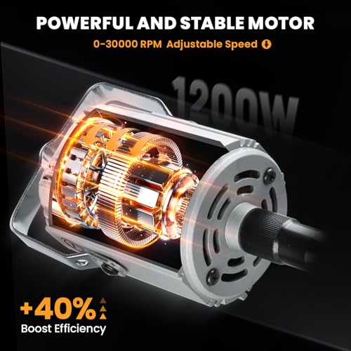 1200W Flex Shaft Grinder, 30000RPM 46pcs Flex Shaft Rotary Tool Kit | 0-1/4" Universal Chuck Hanging Grinder for Polishing, Carving, Sanidng, Engraving, Silver, Wood, DIY Creating