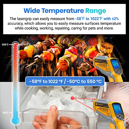 Etekcity Dual Laser Infrared Thermometer Temperature Gun, -58°F ~1022°F - color: Yellow 2 Laser, style: Advanced