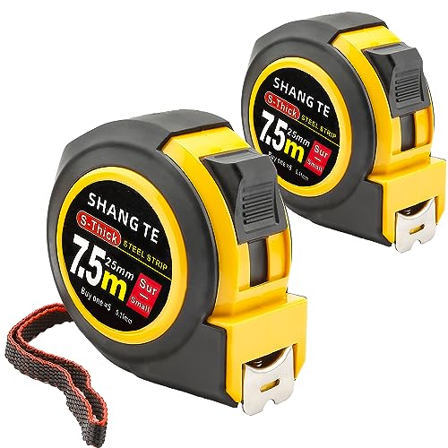 2 Packs Tape Measure 25 ft, Steel Measuring Tape Retractable, 25-Foot Basics Self-Locking Measurement Auto Lock Tape Rule Imperial/Metric Tape Measure for Body Measurements Handicraftsman - color: 2 Pack, size: 25 ft